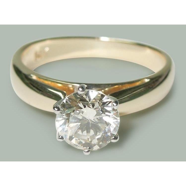 Picture of Harry Chad Enterprises 50615 1.50 CT Round Diamond Solitaire 14K Two Tone Engagement Ring, Size 6.5