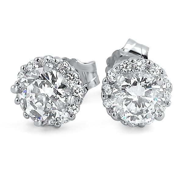 50631 1.5 CT Diamond Lady Stud Halo Earring, White Gold