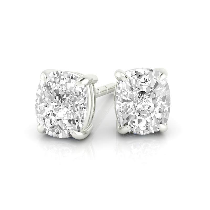 1.50 CT Cushion Diamond Lady Stud Earrings, White Gold