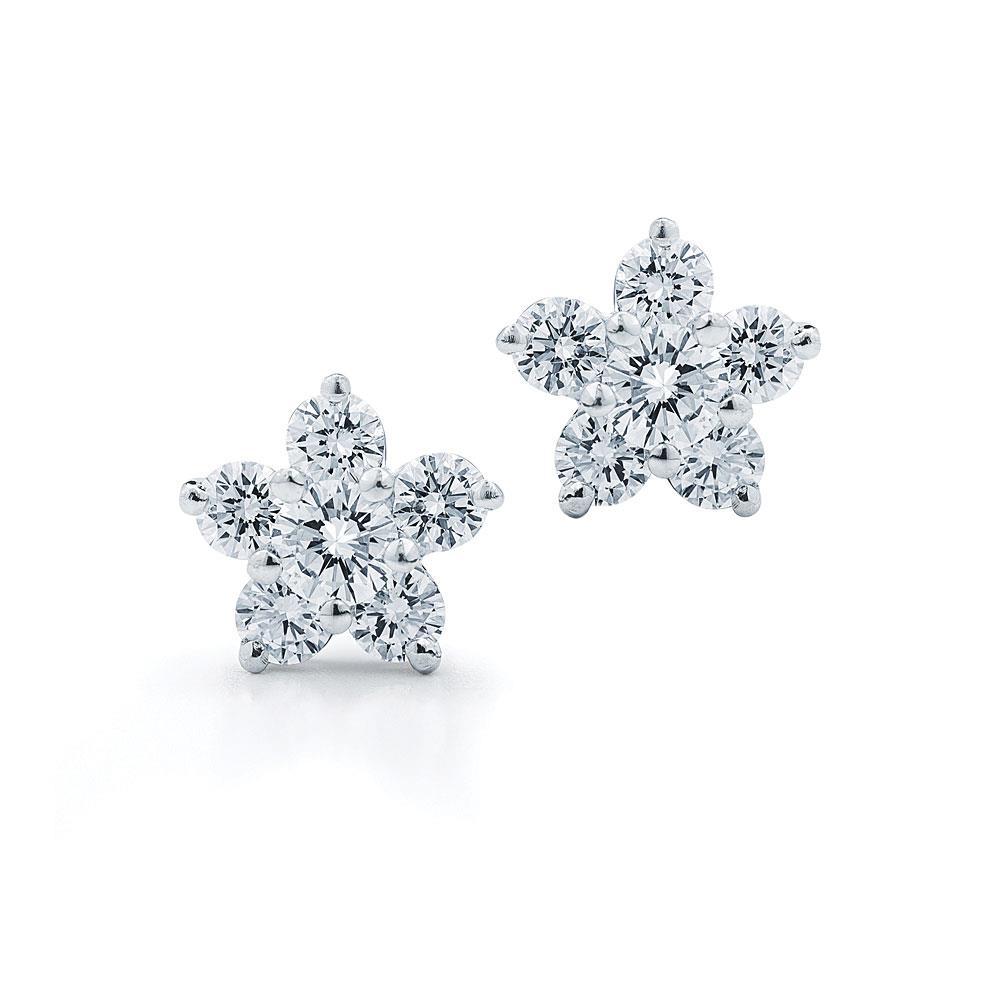 50638 Diamond 3.50 CT Flower Shape Stud Earrings, 14K White Gold -  Harry Chad Enterprises