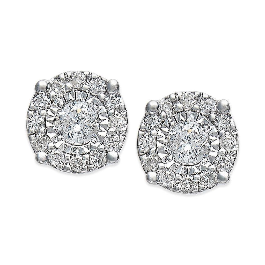 50644 2.70 CT Round Cut Diamonds Womens White Halo Stud Earrings