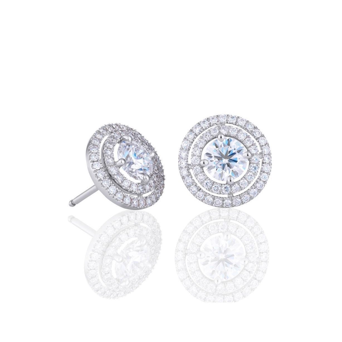 50646 2.46 CT Round Cut Diamond Womens Stud Halo Earrings