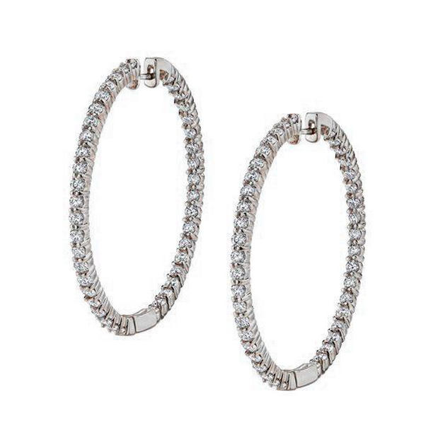 6 CT Shared Prongs Large Inside Out Diamond Hoop Earrings