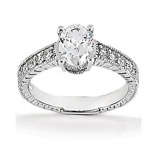 Picture of Harry Chad Enterprises 50653 1.26 CT Vintage Style Womens Diamond Ring, 14K White Gold - Size 6.5