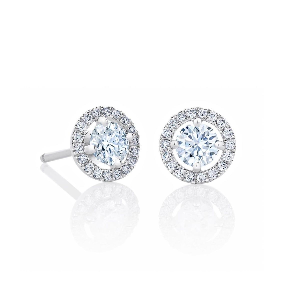 52199 2.20 CT Brilliant Cut Diamonds Stud Halo Earrings