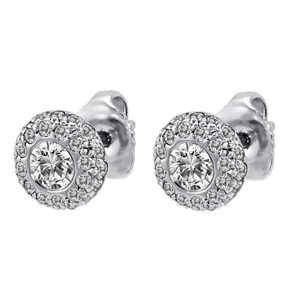 52397 Ladies 3.70 CT 14K White Gold Bezel Set Diamonds Halo Stud Earrings -  Harry Chad Enterprises