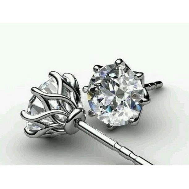 52460 2 CT Solid White Gold Diamond Stud Earring