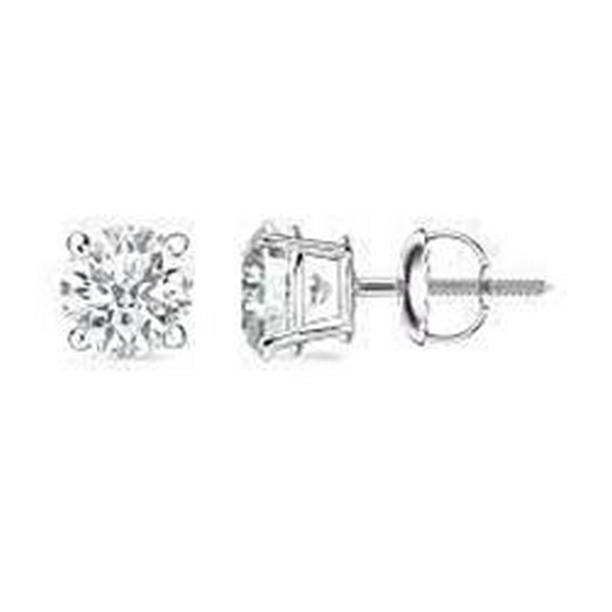 52483 1 CT Solitaire Round Cut Diamond Stud Earring