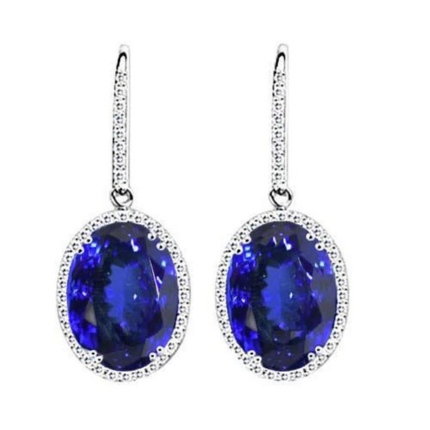 Tanzanite & Diamonds 5.34 CT Dangle Earrings, 14K White Gold