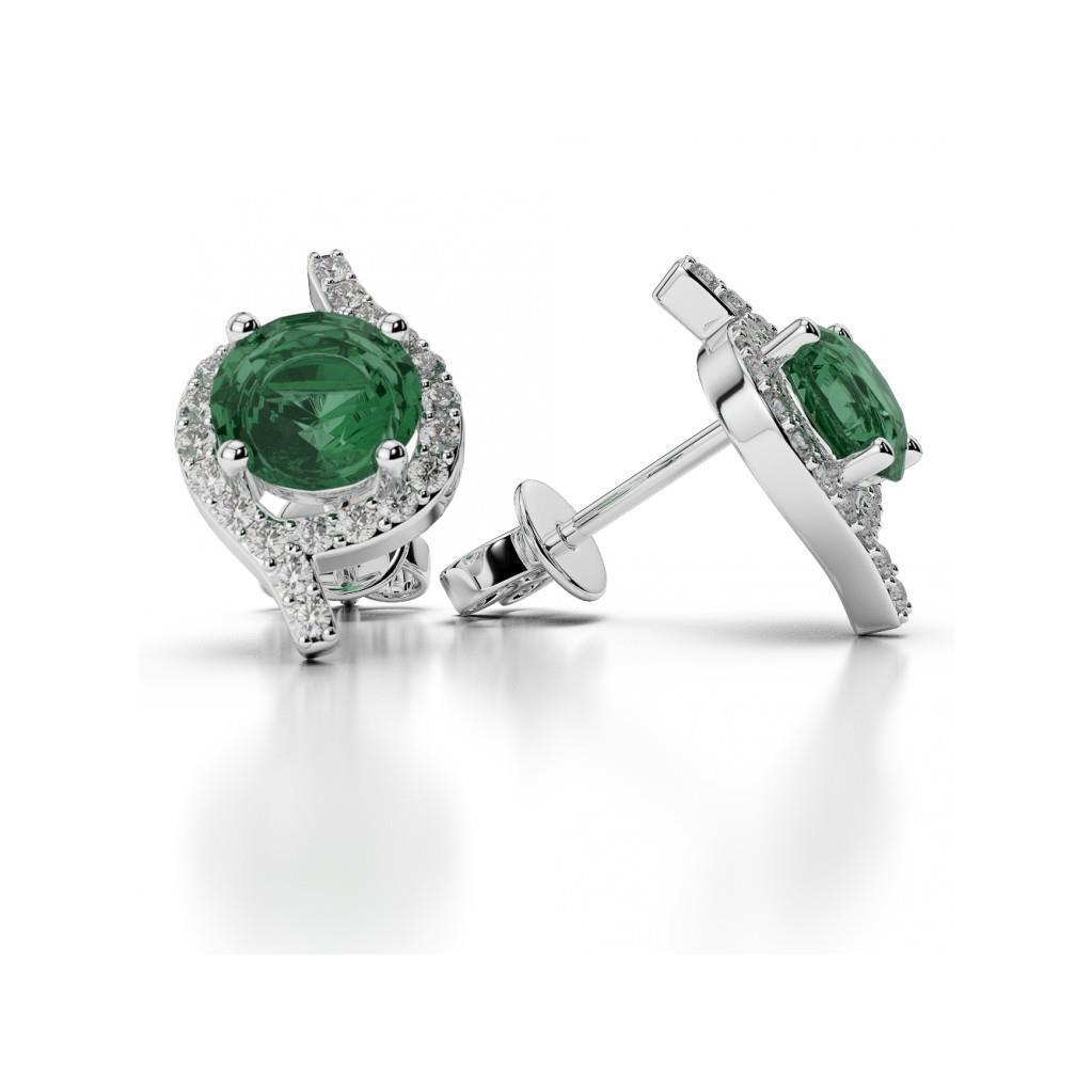 Halo Brilliant Cut 4.50 CT Emerald & Diamond Lady Stud Earrings