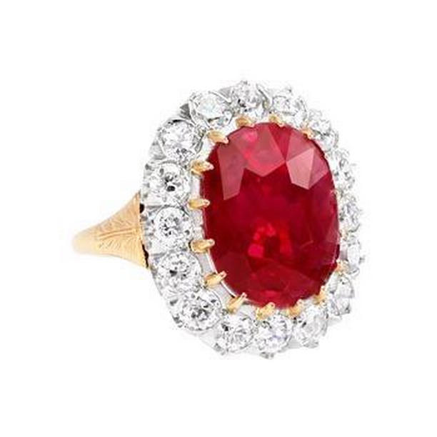 Picture of Harry Chad Enterprises 54864 4.70 CT Oval Ruby with Diamonds Ring&#44; 14K Two Tone Gold - Size 6.5