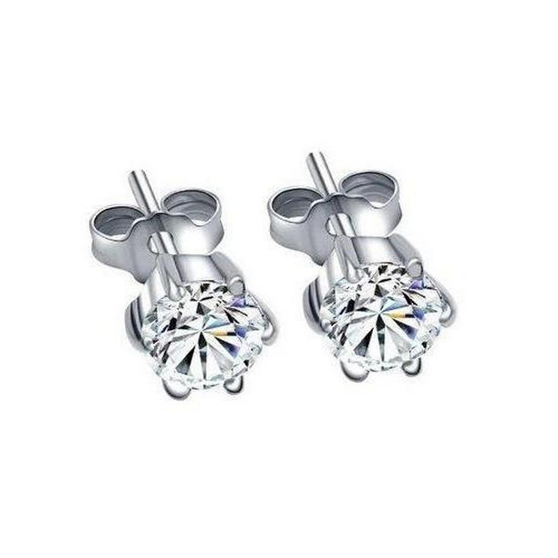 54963 1.50 CT Diamond Lady Round Shape Stud Earrings, 14K White Gold