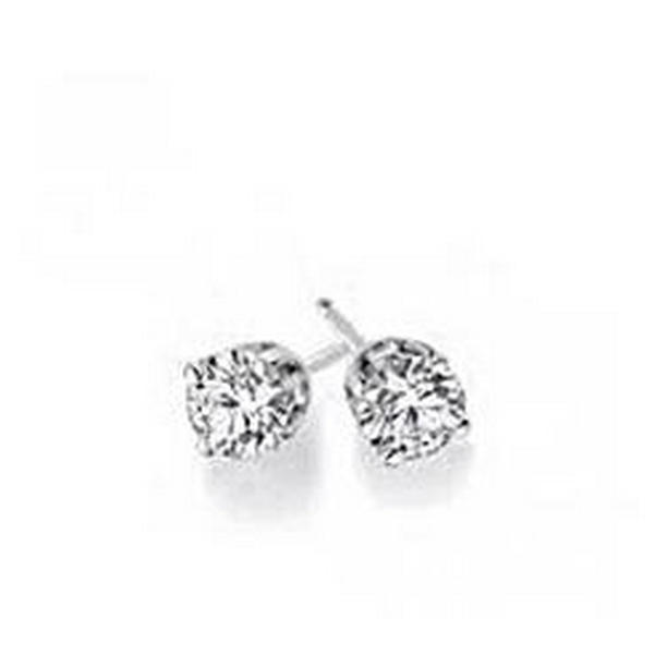 55036 Solitaire Round Cut 1.5 CT Solid Diamond Stud Earring, 14K White Gold