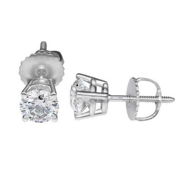 Solitaire Round Shaped 1.50 CT Diamond Womens Stud Earring