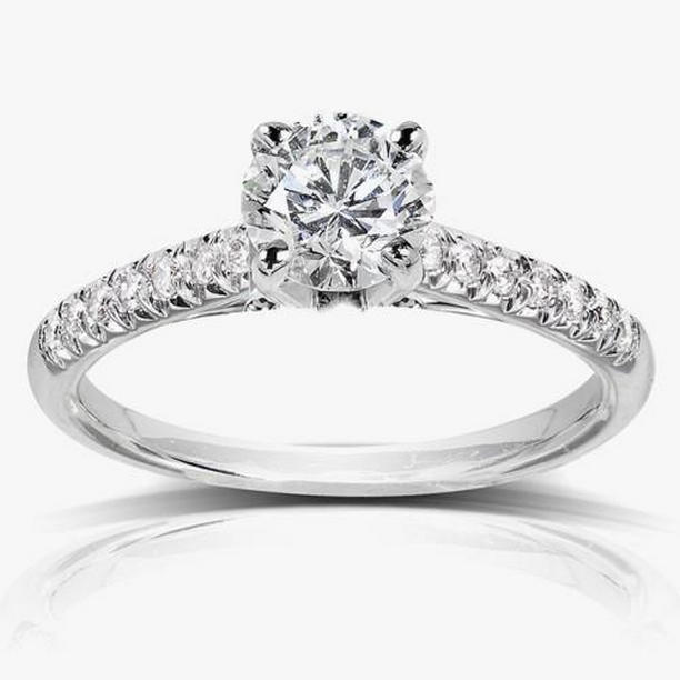 55060 2 CT Sparkling Diamond Engagement Ring, 14K White Gold - Size 6.5