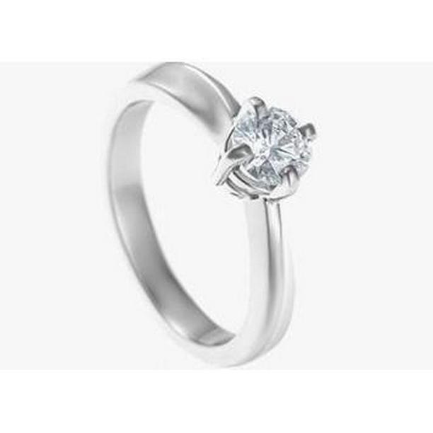 Four Prong Set 0.75 CT Solitaire Diamond Ring, 14K White Gold - Size 6.5
