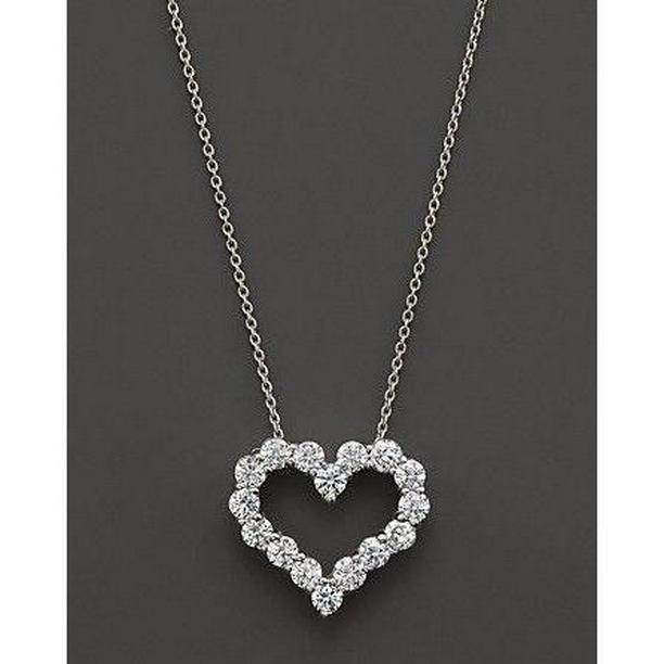 Picture of Harry Chad Enterprises 56667 4 CT White Gold Round Diamond Womens Necklace Pendant