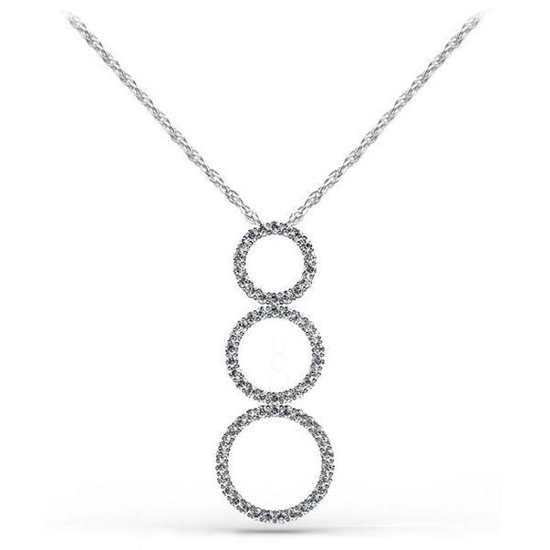 Picture of Harry Chad Enterprises 56692 Triple 8 CT Round Cut Diamonds Circle Pendant Necklace&#44; 14K White Gold