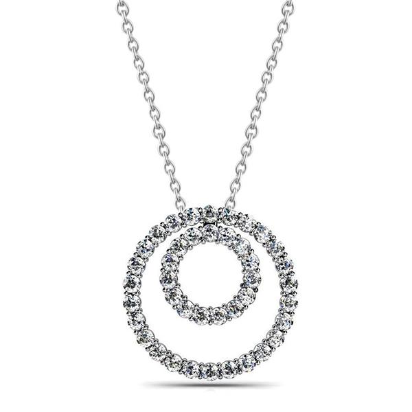 Picture of Harry Chad Enterprises 56693 8.20 CT Sparkling Diamonds Double Circle Pendant Necklace&#44; White Gold