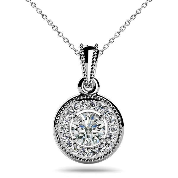 Picture of Harry Chad Enterprises 56695 3.50 CT Round Cut Diamonds Circle Pendant Necklace&#44; 14K White Gold