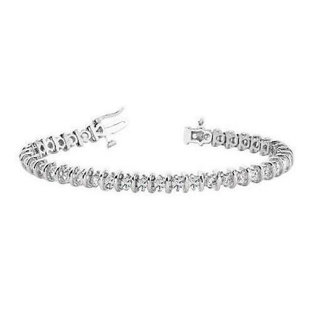56699 4 CT Round Prong Setting Diamond Solid White Gold Tennis Bracelet