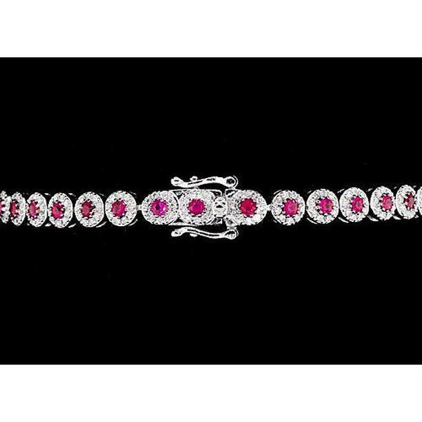 Picture of Harry Chad Enterprises 57639 12 CT Prong Set Pink Sapphire Tennis Bracelet, 14K White Gold