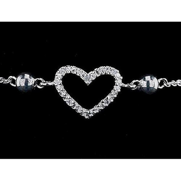 Picture of Harry Chad Enterprises 57653 2 CT Womens Diamond Heart Shaped Bracelet, 14K White Gold