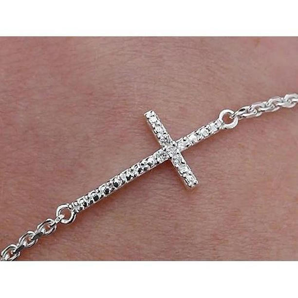 57655 2 CT Diamond Cross Prong Set Womens Bracelet, White Gold