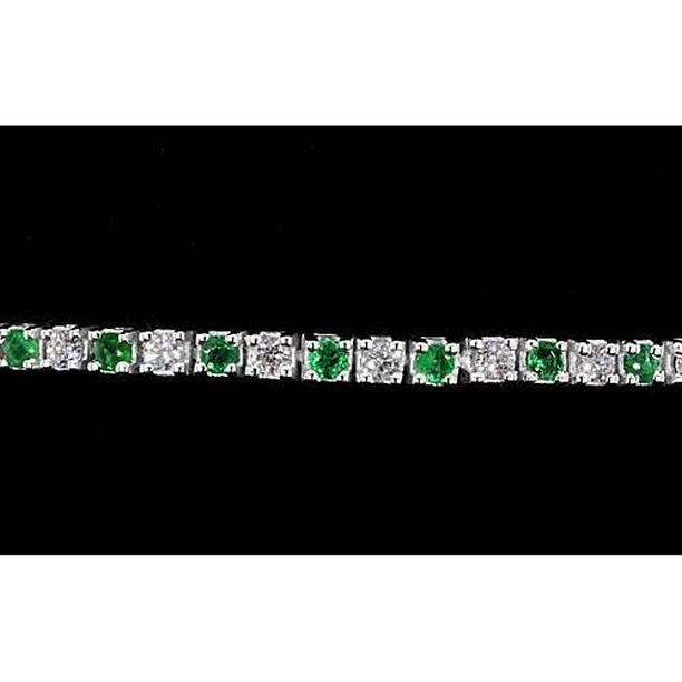 Picture of Harry Chad Enterprises 57663 Diamond Green Sapphire 6 CT Womens Tennis Bracelet, 14K White Gold