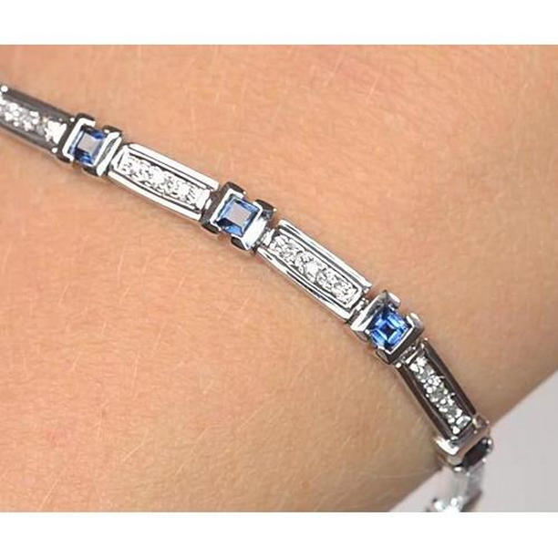 Picture of Harry Chad Enterprises 57665 6 CT Ceylon Blue Sapphire Diamond Womens Bracelet