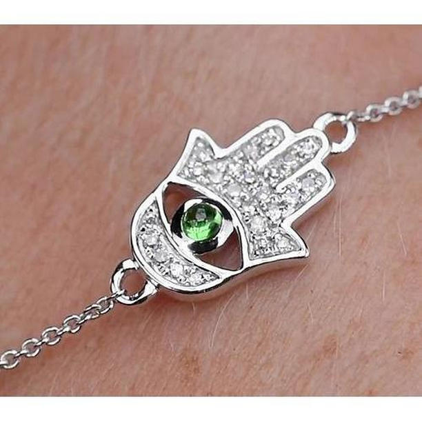 Picture of Harry Chad Enterprises 57675 1.75 CT Cabochon Colombian Green Emerald Diamond Bracelet