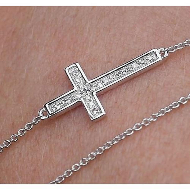 57676 2 CT Diamond Cross Bracelet, 14K White Gold