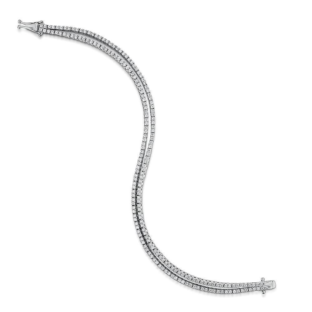 57748 4.00 CT Double Row Sparkling Diamonds Womens Bracelet, 14K White Gold