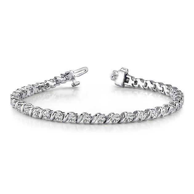 57799 Sparkling Round Cut 4.20 CT Diamonds Ladies Bracelet, 14K Gold