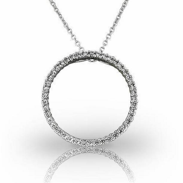 Picture of Harry Chad Enterprises 57803 6 CT Brilliant Cut Diamond Circle Pendant Necklace&#44; 14K White Gold