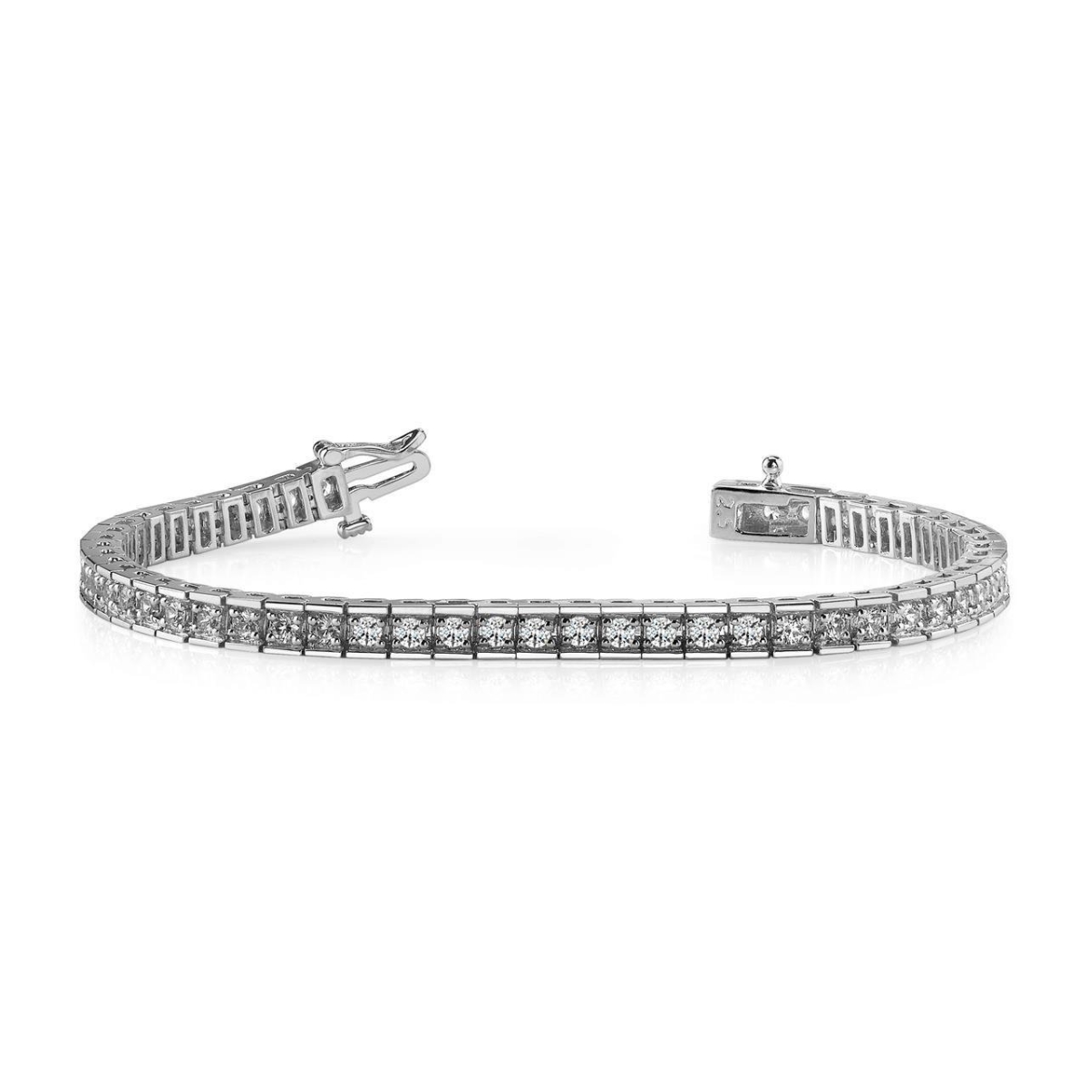 57828 Box Link 7.50 CT Round Cut Diamonds Tennis Bracelet, 14K White Gold
