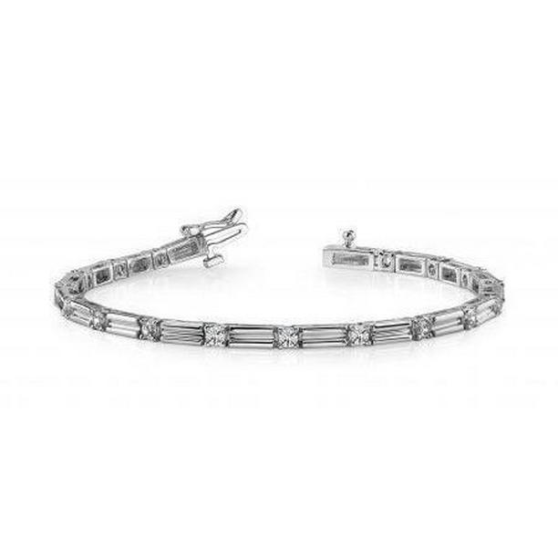 57833 2.55 CT Round Cut Diamonds Tennis Bracelet, 14K White Gold