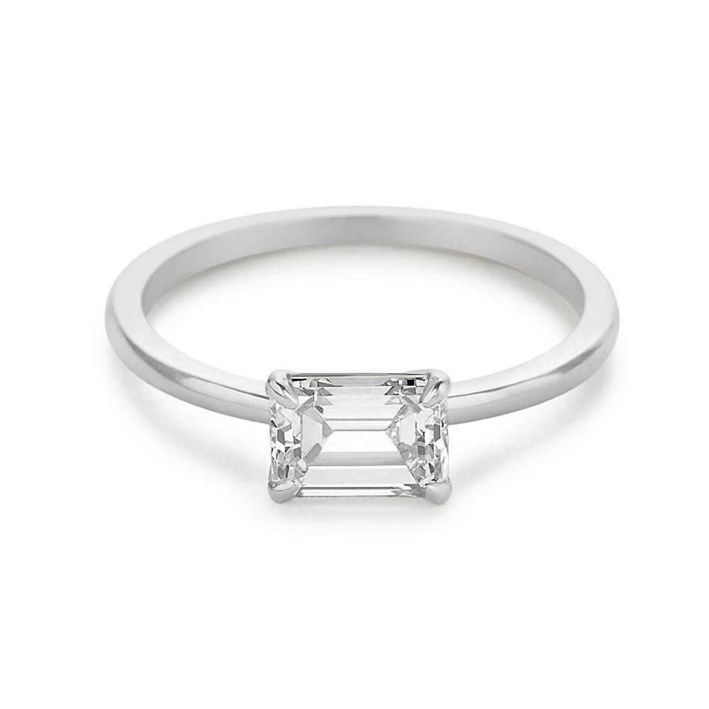 Picture of Harry Chad Enterprises 58864 1.25 CT Emerald Cut Solitaire Diamond Classic Ring, Size 6.5