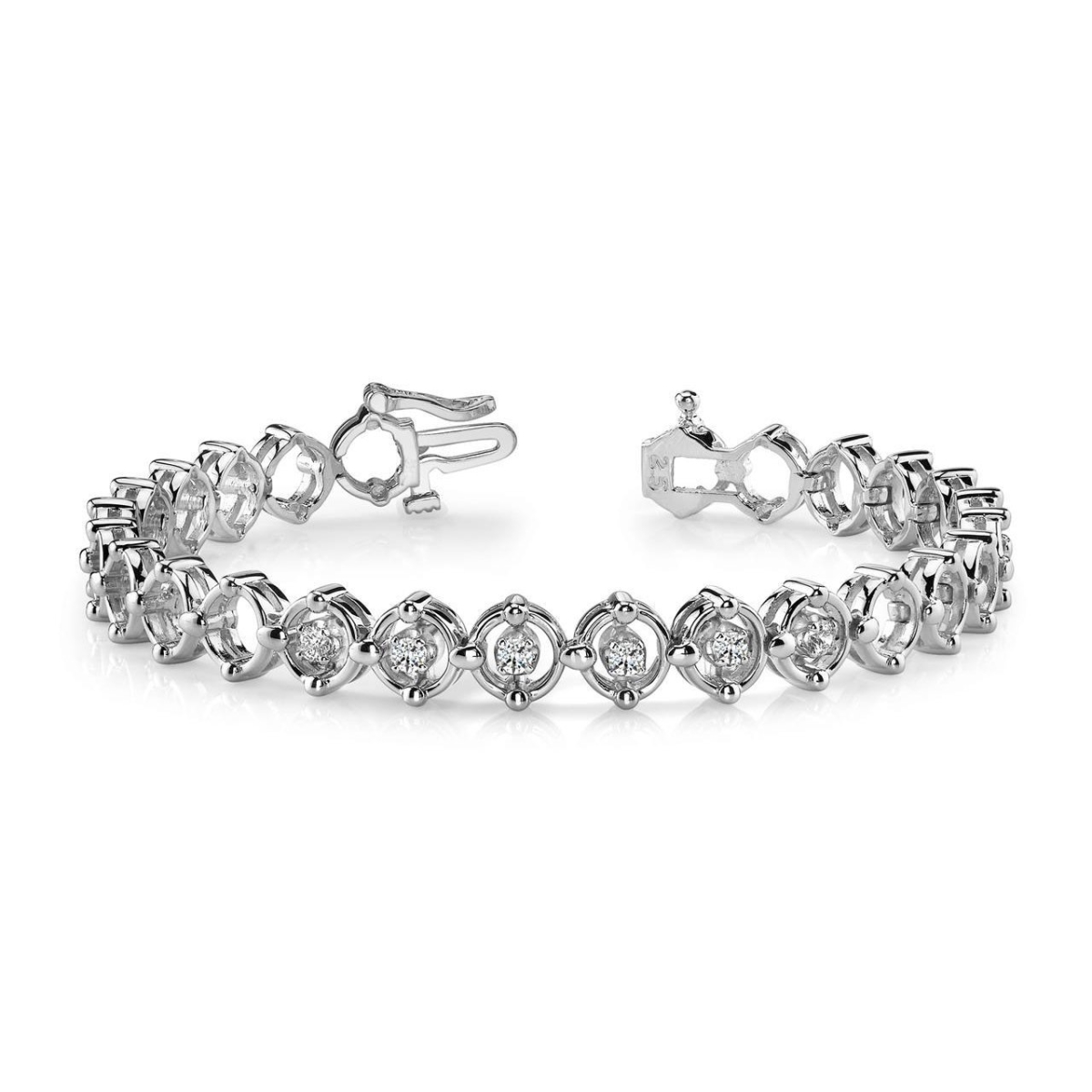 Four Prong Set Round Diamond 1.20 CT Link Bracelet