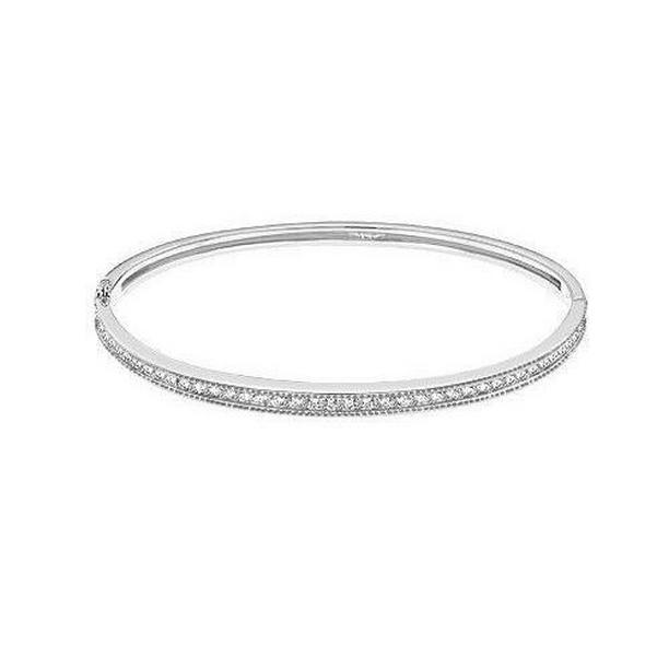 58875 3.50 CT Round Diamond Bangle, 14K Solid White Gold