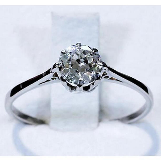 58884 1 CT Old Miner Diamond Solitaire Ring, 14K White Gold - Size 6.5