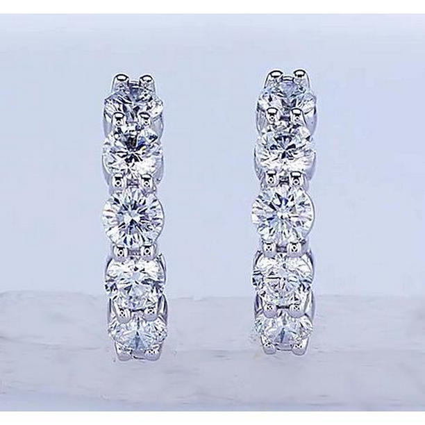 5 CT 14K White Gold Diamond Hoops Earring