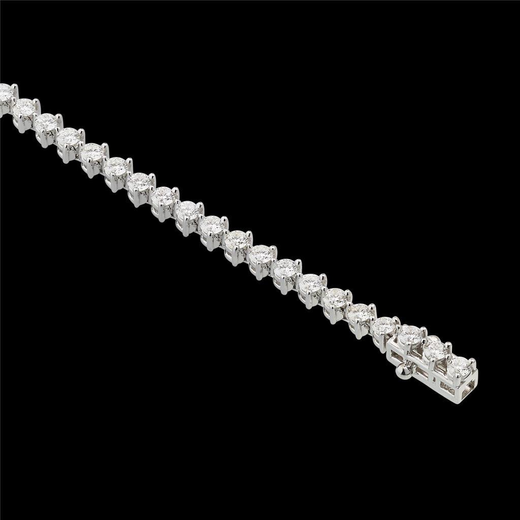 58911 5 CT Round Prong Set Diamond Solid Tennis Bracelet, 14K White Gold