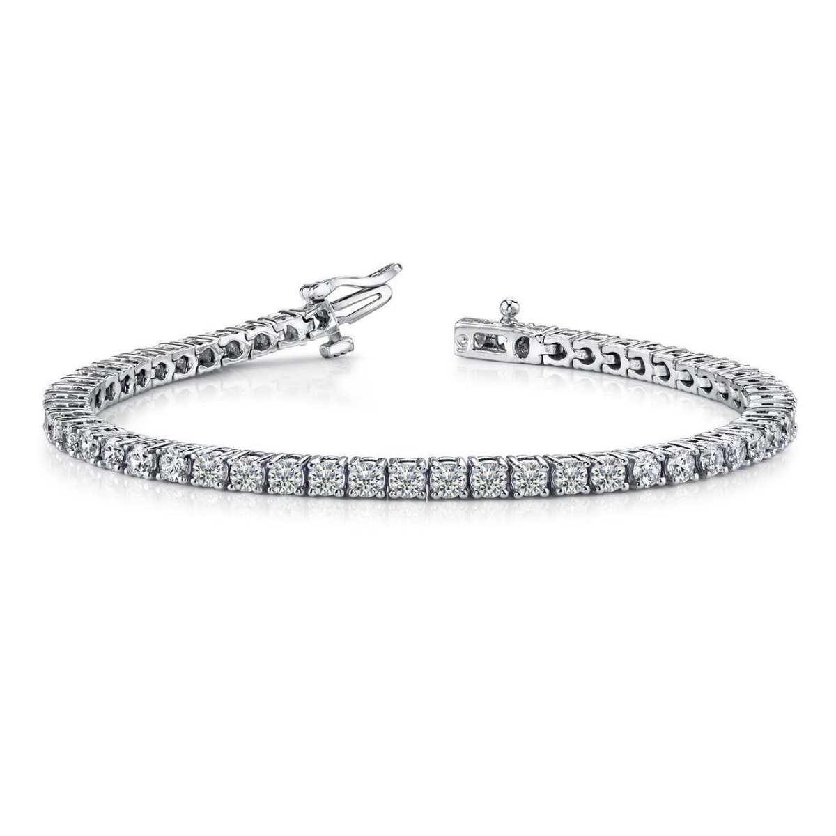 6.60 CT Sparkling Round Cut Diamond Tennis Bracelet, 14K White Gold