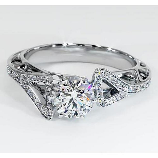 Picture of Harry Chad Enterprises 58920 Diamond 1.75 CT Twisted Shank Style Engagement Ring, Size 6.5