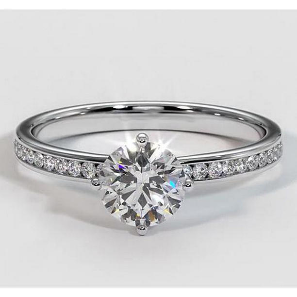1.75 CT White Gold Diamond Engagement Ring with Accents, Size 6.5