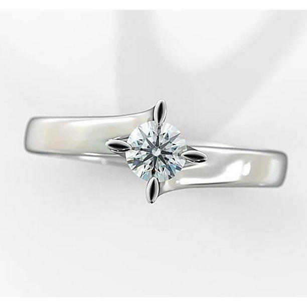 Womens Diamond 1 CT Twisted Shank Solitaire Ring, 14K White Gold - Size 6.5