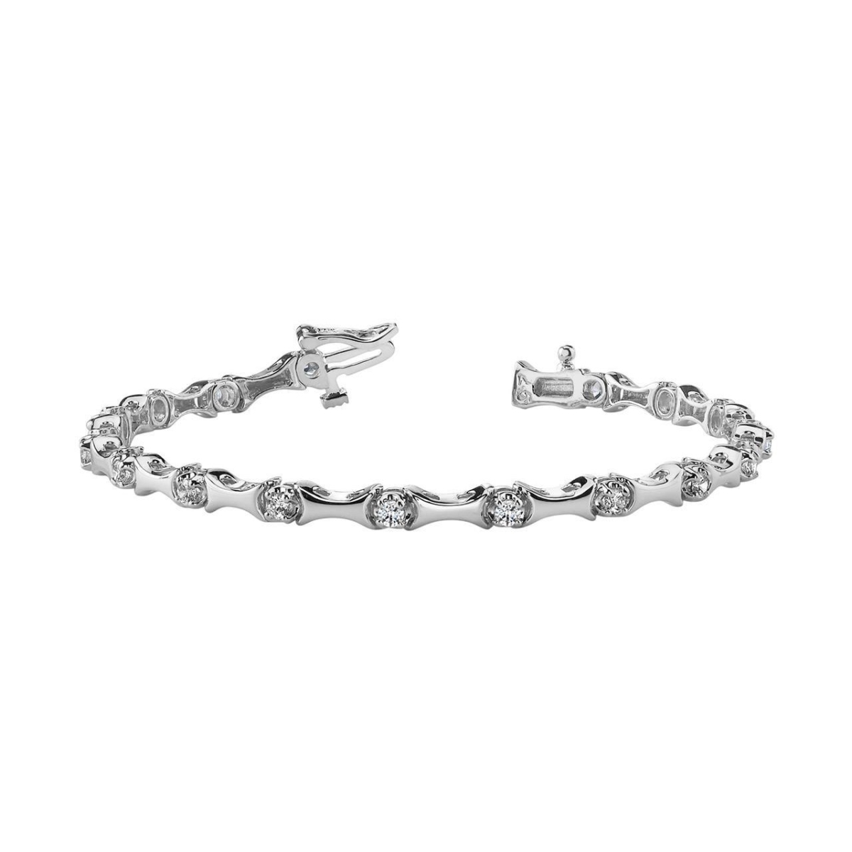 2.55 CT Round Diamond 4 Prong Set Tennis Bracelet, Solid Gold
