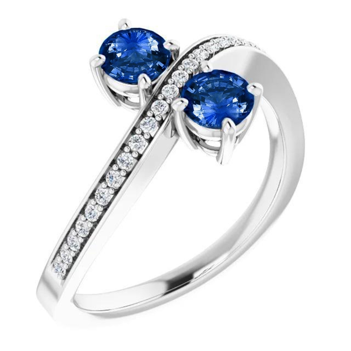 Picture of Harry Chad Enterprises 59977 1.50 CT Toi et Moi Round Diamond & Blue Sapphire Ring&#44; White Gold - Size 6.5