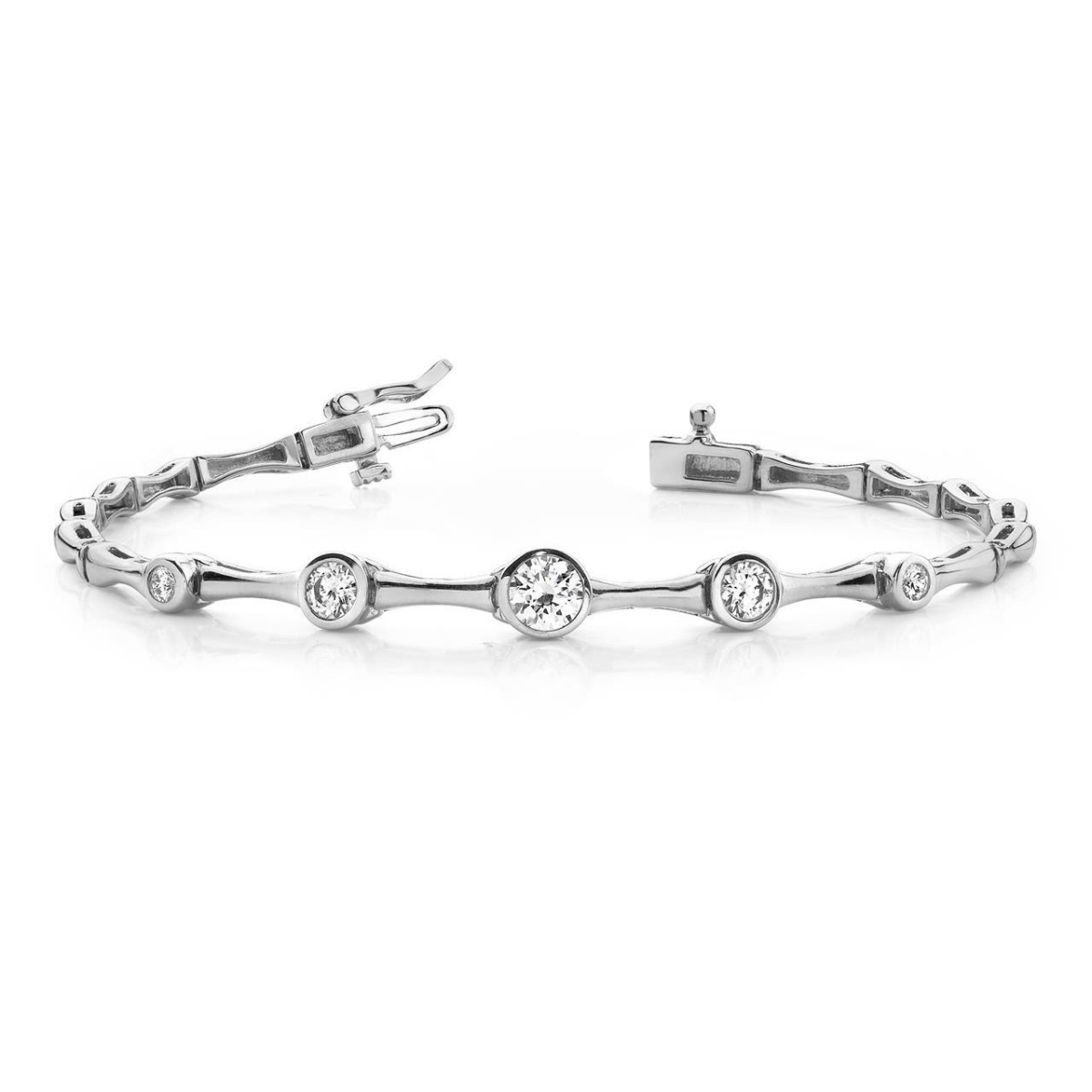 59991 220 CT Bezel Set Round Journey Style Diamond Bracelet White Gold